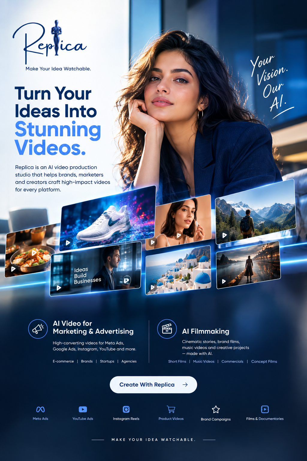 Turn your ideas into stunning videos — Replica poster